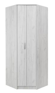 Drehtürenschrank / Eckkleiderschrank Muros 06, Farbe: Eiche Weiß - 222 x 87 x 50 cm (H x B x T)