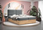 Boxspringbett im eleganten Design Pilio 44, Farbe: Grau / Eiche Golden Craft - Liegefläche: 180 x 200 cm (B x L)