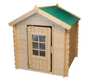 Spielhaus Happy Park Grün - 1,05 x 1,05 Meter aus 13 mm Blockbohlen