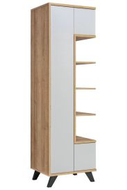 Moderner Schrank mit genügend Stauraum Austgulen 02, Farbe: Eiche Riviera / Hellgrau - Abmessungen: 192 x 60 x 40 cm (H x B x T)