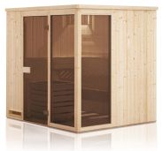 Elementsauna Kawir 68 mm mit 2 Sichtfenstern und Dachkranz - Außenmaße (B x T x H): 175 x 194 x 199 cm