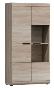 Vitrine Gabes 01, Farbe: Eiche Sonoma - 158 x 80 x 37 cm (H x B x T)