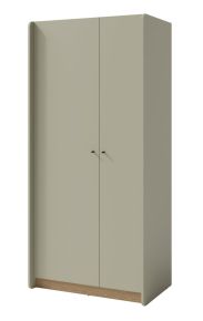 Schlichter Kleiderschrank Sampont 03, Mintgrün / Eiche dunkel, 195 x 90 x 52 cm, mit 7 Fächern und 1 Kleiderstange, ABS-Kanten, hochwertig verarbeitet