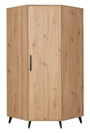 Eckkleiderschrank mit viel Stauraum Gondomar 04, Farbe: Eiche Artisan - Abmessungen: 195 x 92 x 92 cm (H x B x T), mit 2 Kleiderstangen und 10 Fächern