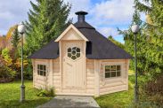 Grillhaus Eisenhut 03 - Abmessungen: 399 x 370 x 275 cm (B x T x H), Grundfläche: 12 m², Zeltdach