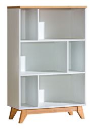 Bücherregal Panduros 06, Farbe: Kiefer Weiß / Eiche Braun - Abmessungen: 128 x 80 x 40 cm (H x B x T)