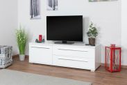 TV-Unterschrank Garim 28, Farbe: Weiß Hochglanz - 46 x 150 x 45 cm (H x B x T)