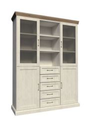 Vitrine Badile 05, Farbe: Kiefer Weiß / Braun - 187 x 127 x 39 cm (H x B x T)