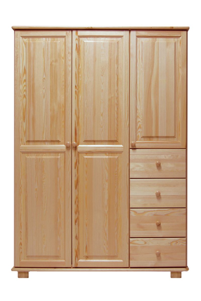 Kleiderschrank Kiefer Vollholz massiv natur 018 - Abmessung 190 x 120 x 60 cm (H x B x T)