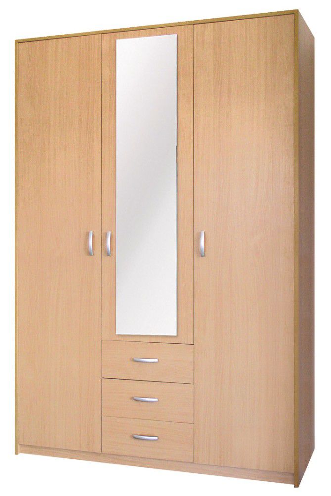 Drehtürenschrank / Kleiderschrank Sepatan 05, Farbe: Erle - Abmessungen: 210 x 140 x 55 cm (H x B x T)