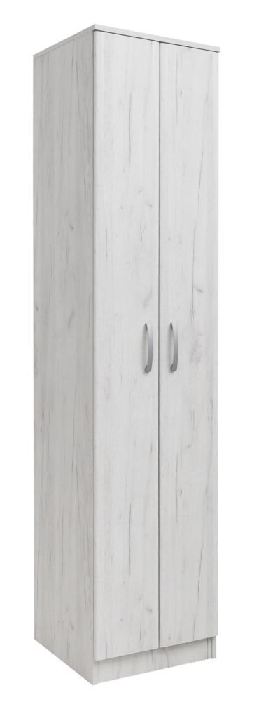 Drehtürenschrank / Kleiderschrank Muros 01, Farbe: Eiche Weiß - 222 x 50 x 52 cm (H x B x T)