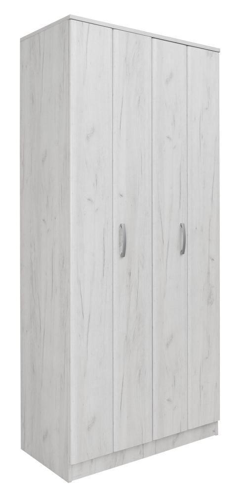 Drehtürenschrank / Kleiderschrank Muros 03, Farbe: Eiche Weiß - 222 x 100 x 52 cm (H x B x T)