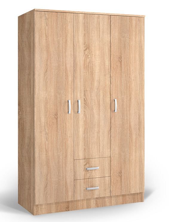 Drehtürenschrank / Kleiderschrank Sidonia 01, Farbe: Eiche Braun - 200 x 123 x 53 cm (H x B x T)