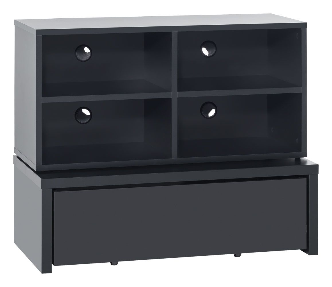 Jugendzimmer - TV-Unterschrank Marincho 53, 2-teilig, Farbe: Schwarz - Abmessungen: 107 x 107 x 53 cm (H x B x T)