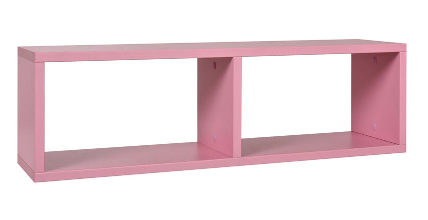 Kinderzimmer - Hängeregal / Wandregal Luis 10, Farbe: Rosa - 24 x 80 x 20 cm (H x B x T)