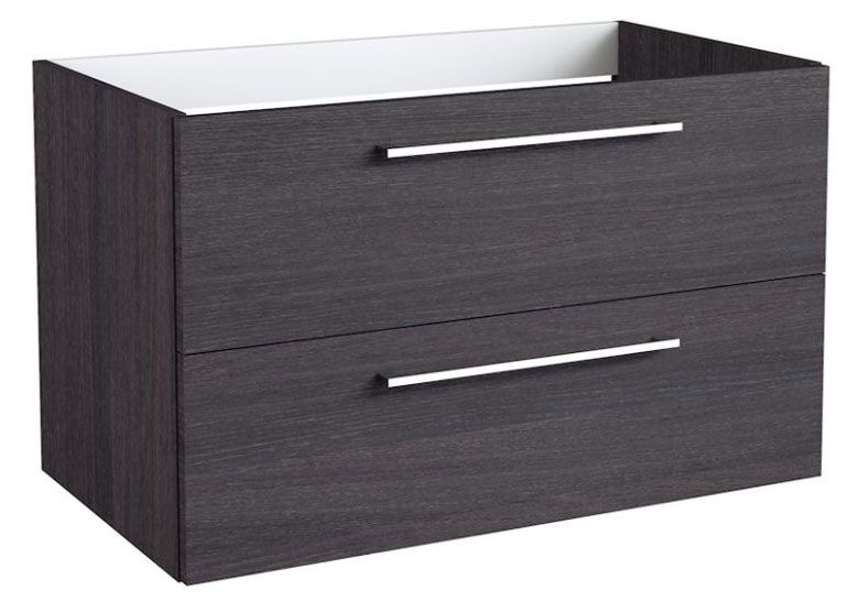 Waschtischunterschrank Pune 11 mit Siphonausschnitt, Farbe: Eiche Schwarz – 50 x 79 x 38 cm (H x B x T)