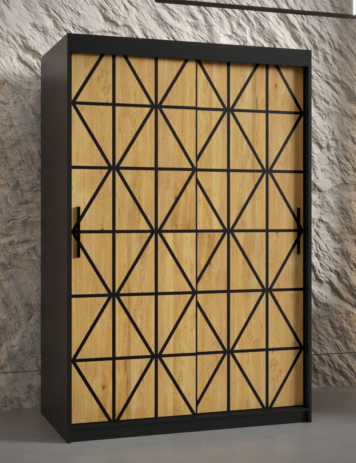 Kleiderschrank mit stylischen Design Zumsteinspitze 08, Farbe: Schwarz matt - Abmessungen: 200 x 120 x 62 cm (H x B x T), mit genügend Stauraum