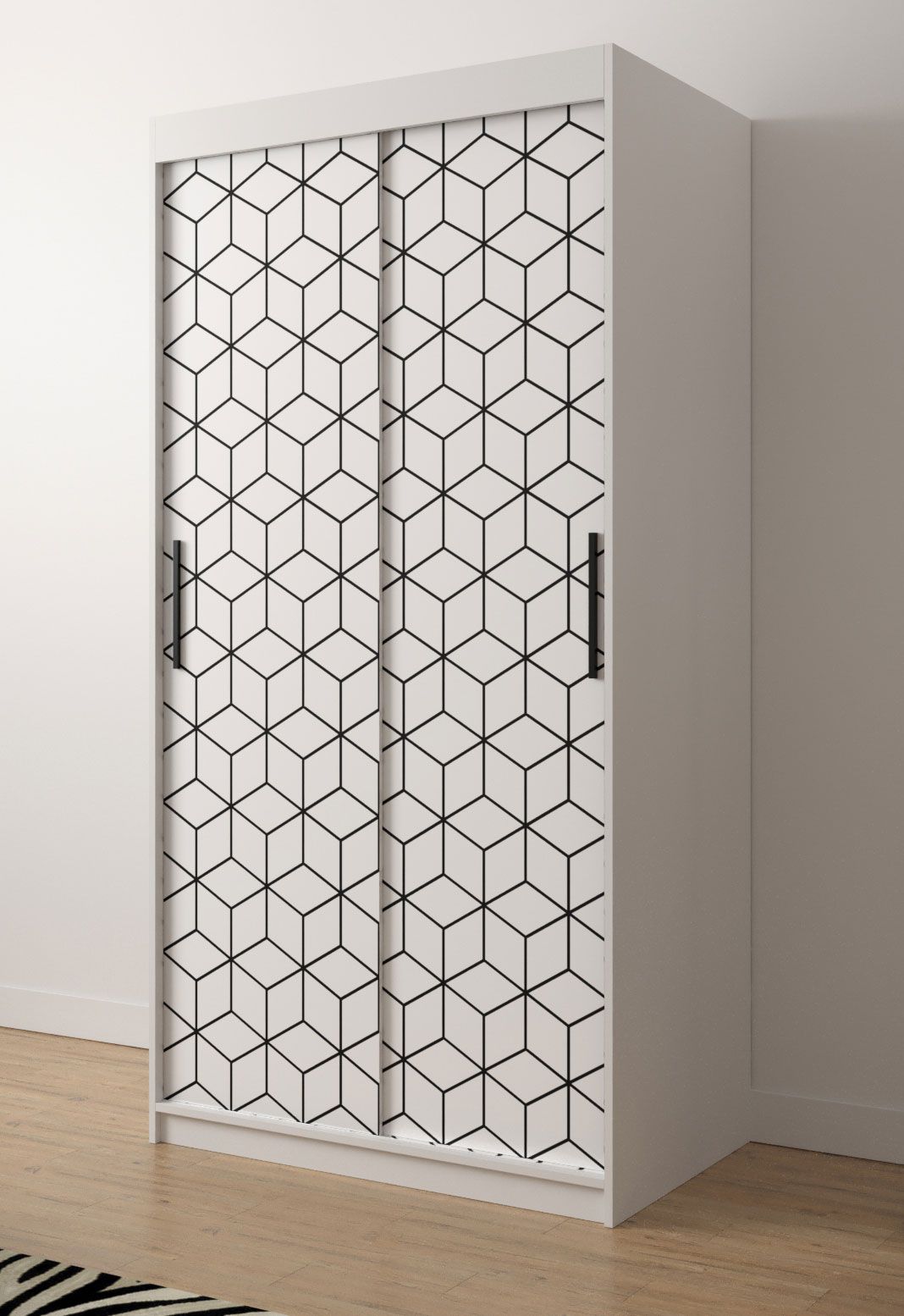 Außergewöhnlichen Kleiderschrank Dom 40, Farbe: Weiß matt - Abmessungen: 200 x 100 x 62 cm (H x B x T), mit stylischen Muster