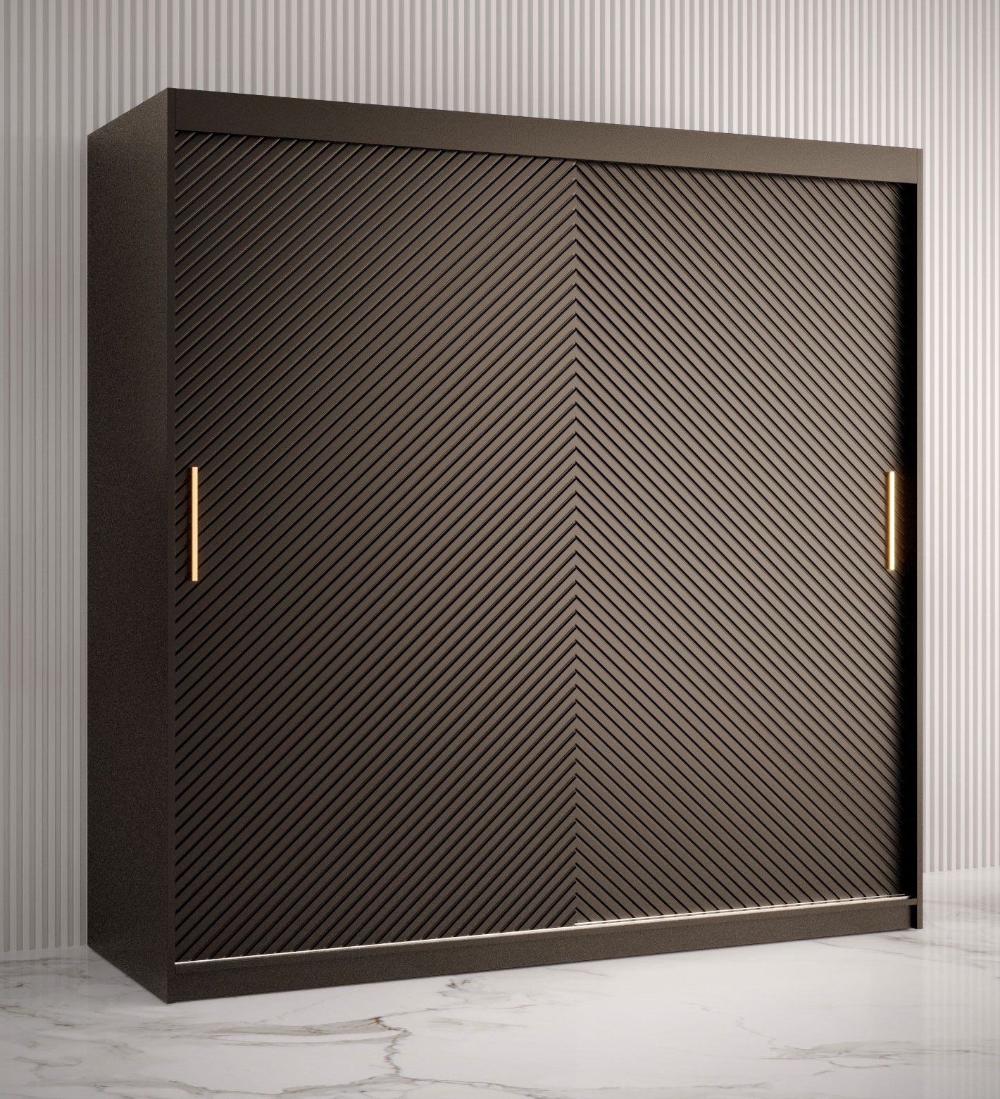 Schlichter Kleiderschrank mit genügend Stauraum Balmenhorn 16, Farbe: Schwarz matt - Abmessungen: 200 x 180 x 62 cm (H x B x T), mit 10 Fächern und zwei Kleiderstangen