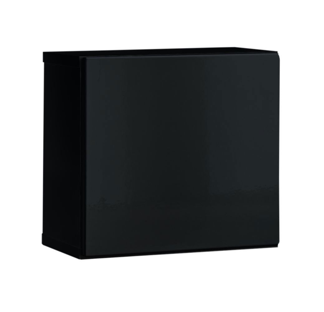 Hängeschrank mit Push-to-open Funktion Möllen 06, Farbe: Schwarz - Abmessungen: 30 x 30 x 25 cm (H x B x T)