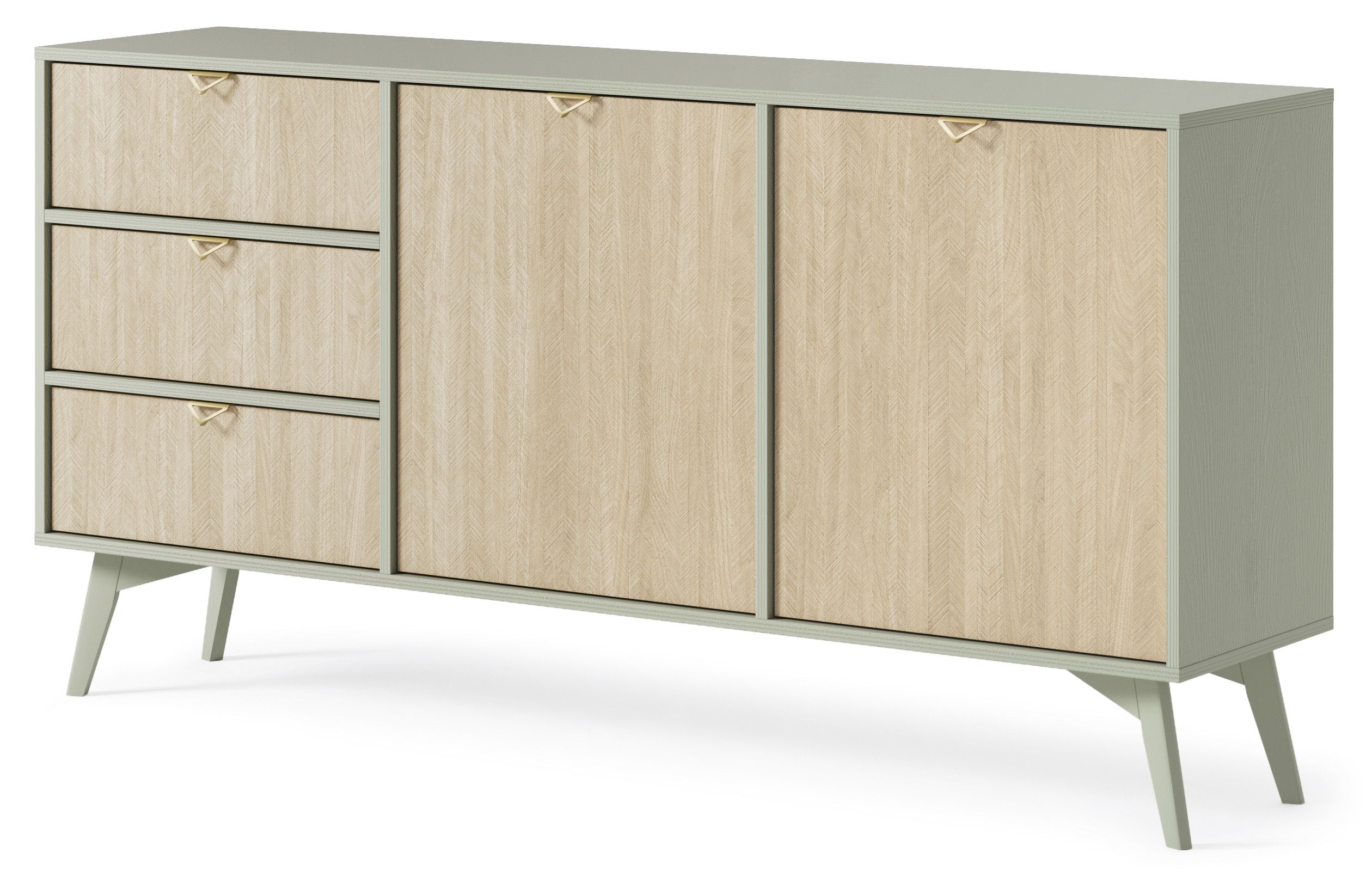 Sideboard mit zwei Türen Crewe 03, Farbe: Eukalyptus / Eiche - Abmessungen: 80 x 158 x 38 cm (H x B x T)