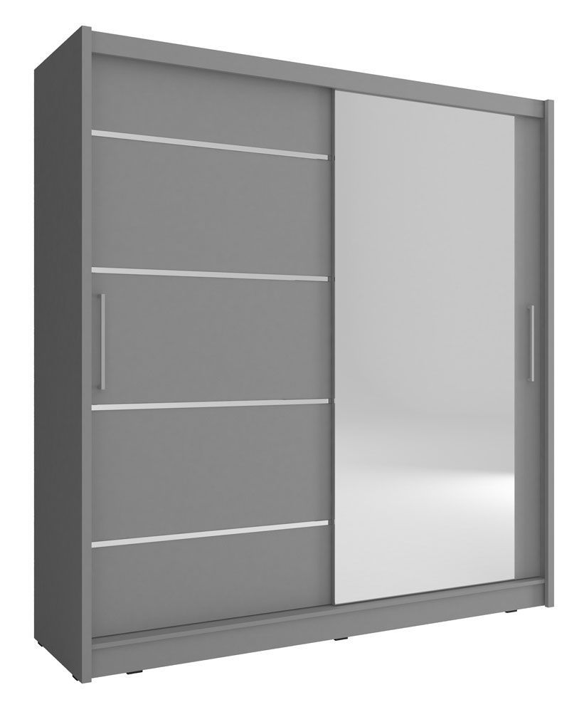 Moderner Kleiderschrank mit 10 Fächern Warbreck 28, Farbe: Grau - Abmessungen: 214 x 200 x 62 cm (H x B x T), mit genügend Stauraum