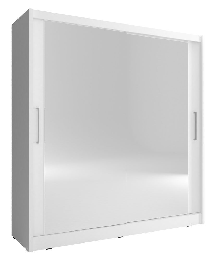 Neutraler Kleiderschrank mit zwei großen Spiegeln Warbreck 53, Farbe: Weiß - Abmessungen: 200 x 180 x 62 cm (H x B x T), mit genügend Stauraum