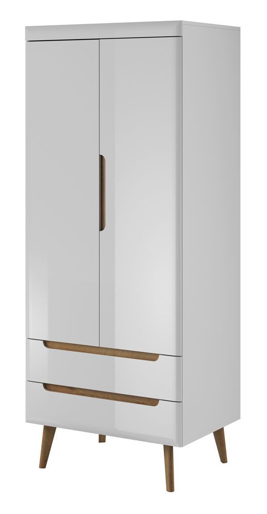 Schrank mit zwei Schubladen Cathcart 11, Farbe: Eiche Riviera / Weiß - Abmessungen: 197 x 80 x 56 cm (H x B x T)