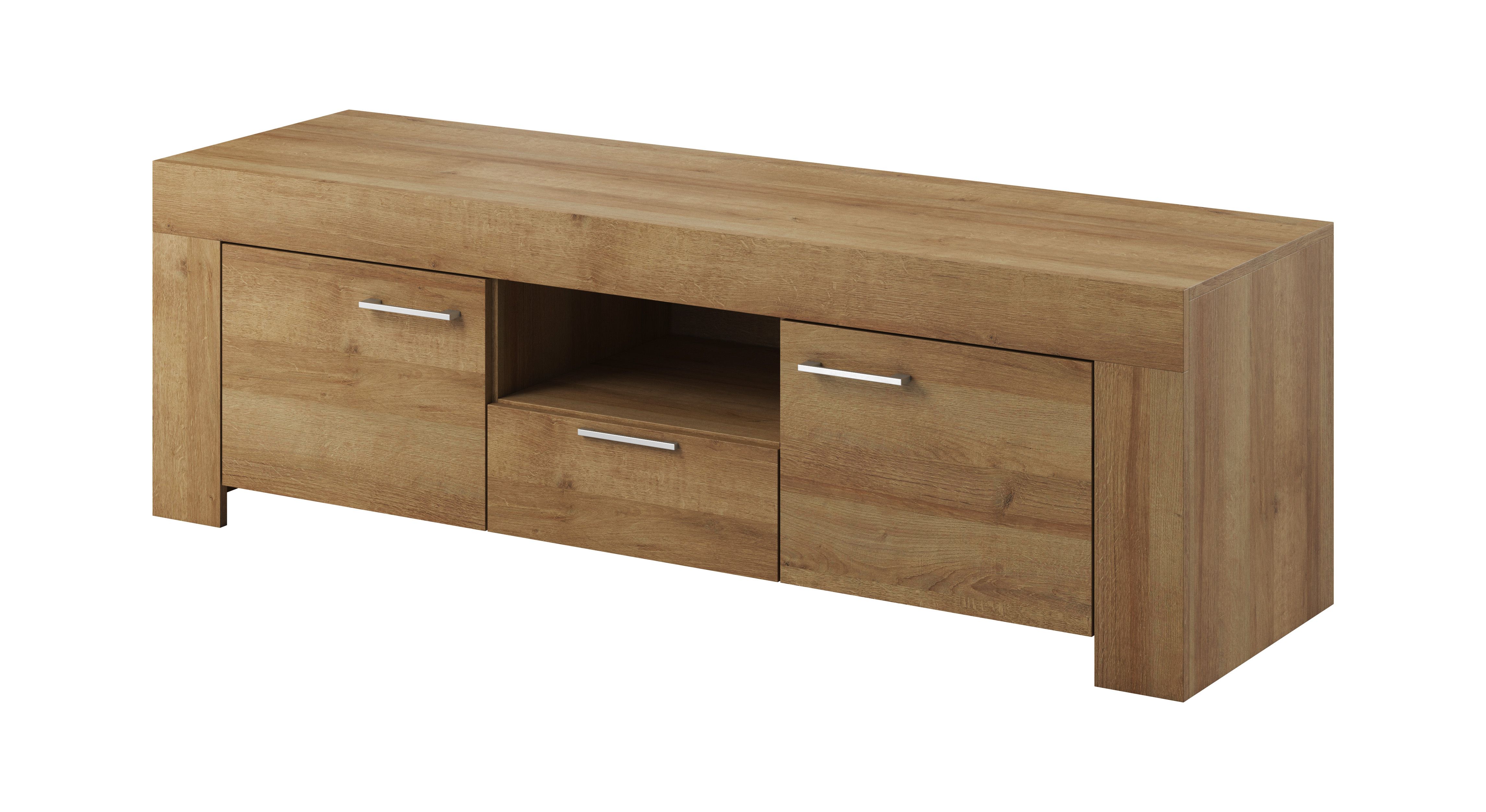 TV-Unterschrank mit einen Wandregal Totnes 12, Farbe: Eiche Riviera - Abmessungen: 50 x 155 x 47 cm (H x B x T)