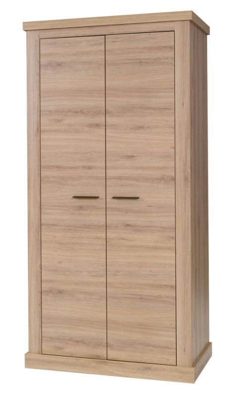 Drehtürenschrank / Kleiderschrank Kolda 01 mit 2 Türen, Farbe Wildeiche, 198 x 98 x 53 cm, 2 Ablagefächer, längliche Griffe, ABS Kantenschutz