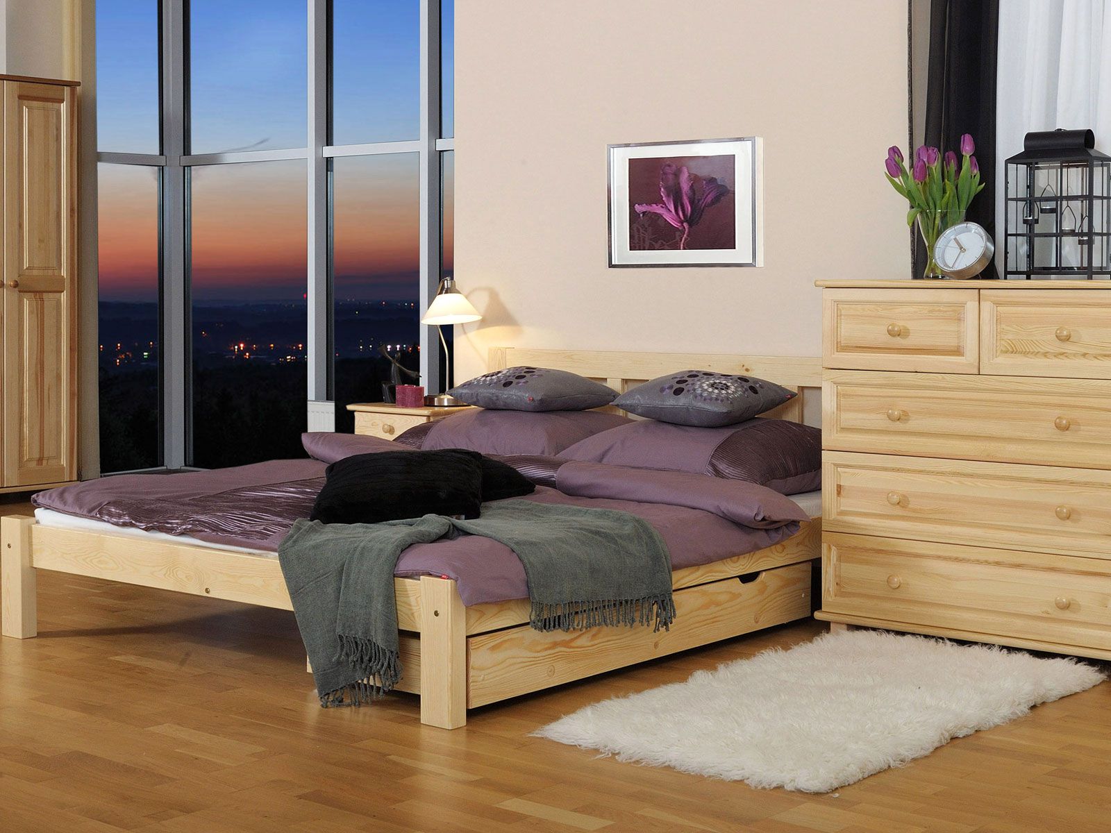 Jugendbett Kiefer Vollholz massiv natur A4, inkl. Lattenrost  - Abmessung 160 x 200 cm 