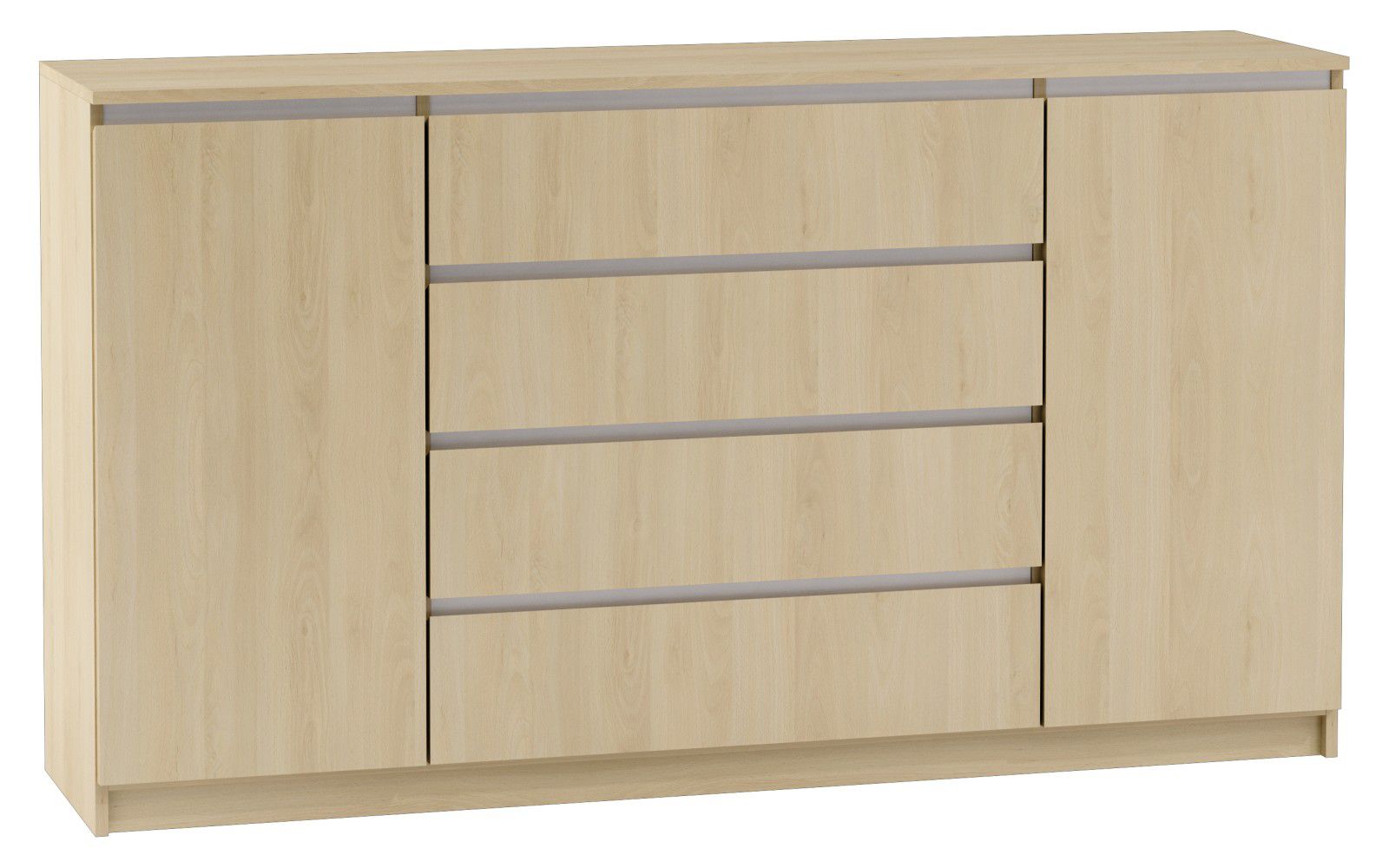 Kommode Kiunga 09, Farbe: Buche / Weiß - Abmessungen: 91 x 162 x 40 cm (H x B x T)