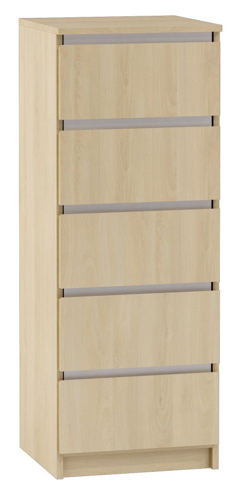 Kommode Kiunga 05, Farbe: Buche / Weiß - Abmessungen: 112 x 42 x 40 cm (H x B x T)