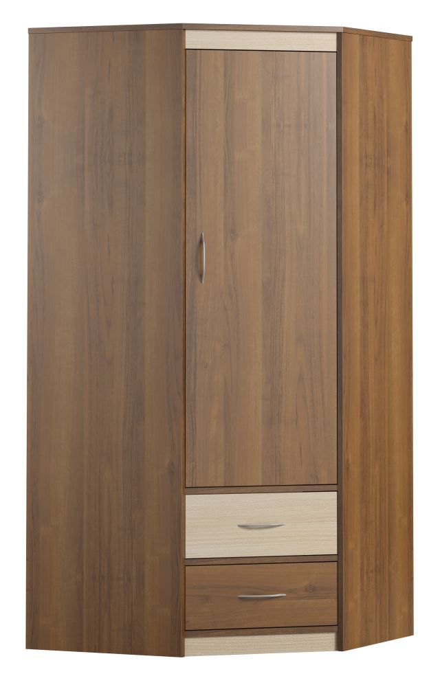 Drehtürenschrank / Eckkleiderschrank Pasuruan 16, Farbe: Nuss / Ahorn - Abmessungen: 195 x 85 x 85 cm (H x B x T)