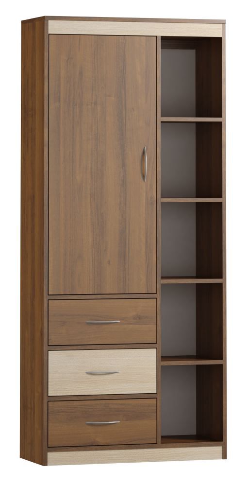 Schrank Pasuruan 03, Farbe: Nuss / Ahorn - Abmessungen: 195 x 85 x 37 cm (H x B x T)