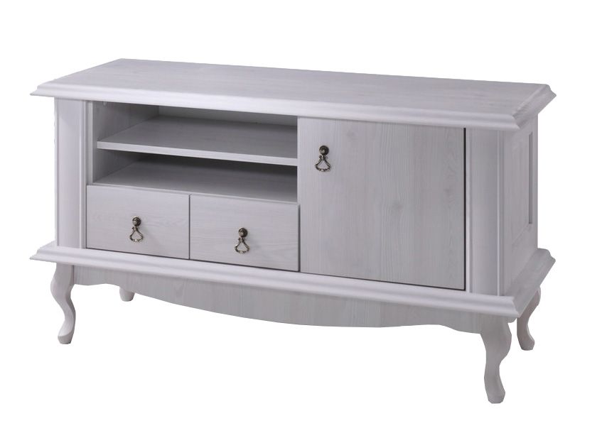 TV-Unterschrank Bignona 15, Farbe: Kiefer weiß - 60 x 110 x 47 cm (H x B x T)