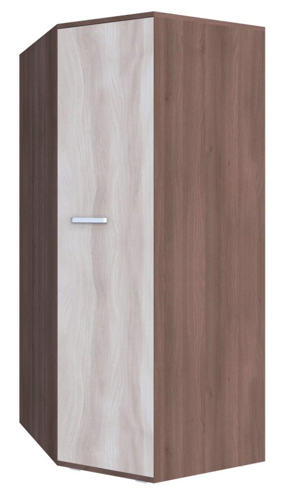 Drehtürenschrank / Eckkleiderschrank Kerema 04, Farbe: Nuss / Ulme - Abmessungen: 190 x 85 x 85 cm (H x B x T)