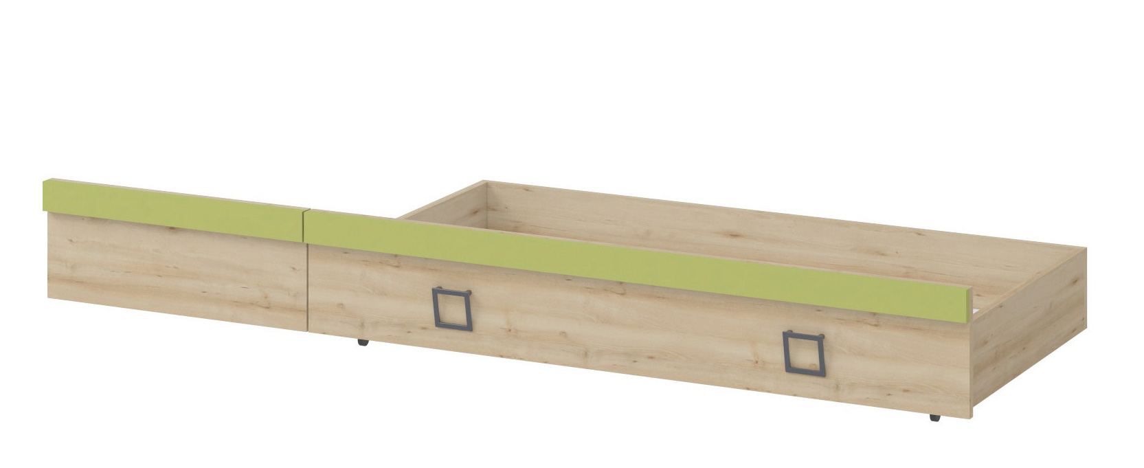 Schublade für Einzelbett / Gästebett, Farbe: Buche / Olive - 27 x 74 x 138 cm (H x B x L)