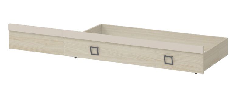 Schublade für Einzelbett / Gästebett, Farbe: Esche / Creme - Abmessungen: 27 x 74 x 138 cm (H x B x L)