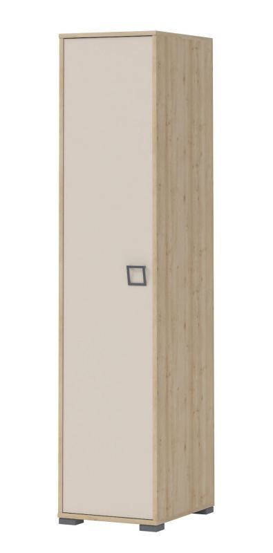 Kinderzimmer - Drehtürenschrank / Kleiderschrank Benjamin 10, Farbe: Buche / Creme - 198 x 44 x 56 cm (H x B x T)