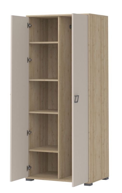 Kinderzimmer - Drehtürenschrank / Kleiderschrank Benjamin 12, Farbe: Buche / Creme - 198 x 84 x 56 cm (H x B x T)