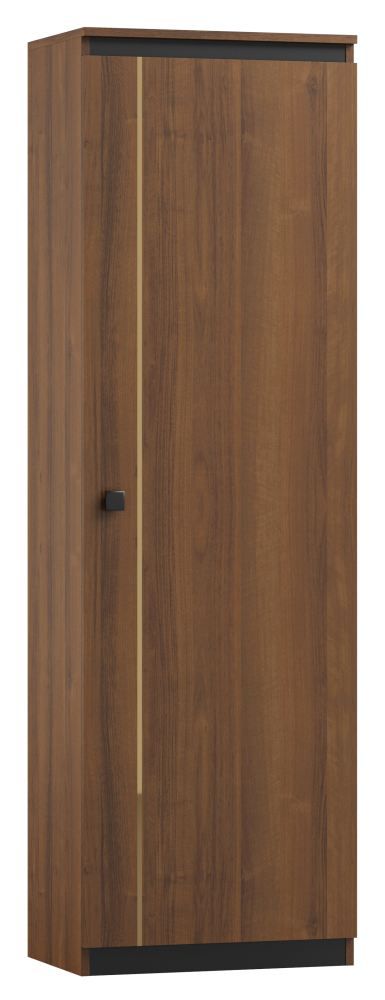 Schrank Mojokerto 21, Farbe: Walnuss / Schwarz - Abmessungen: 194 x 60 x 39 cm (H x B x T)