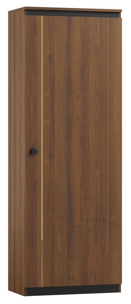 Schrank Mojokerto 22, Farbe: Walnuss / Schwarz - Abmessungen: 194 x 70 x 39 cm (H x B x T)