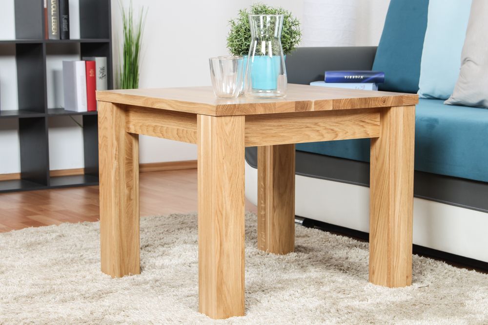 Couchtisch Eiche Vollholz massiv natur Pirol 119 - Abmessung 50 x 60 x 60 cm (H x B x T)