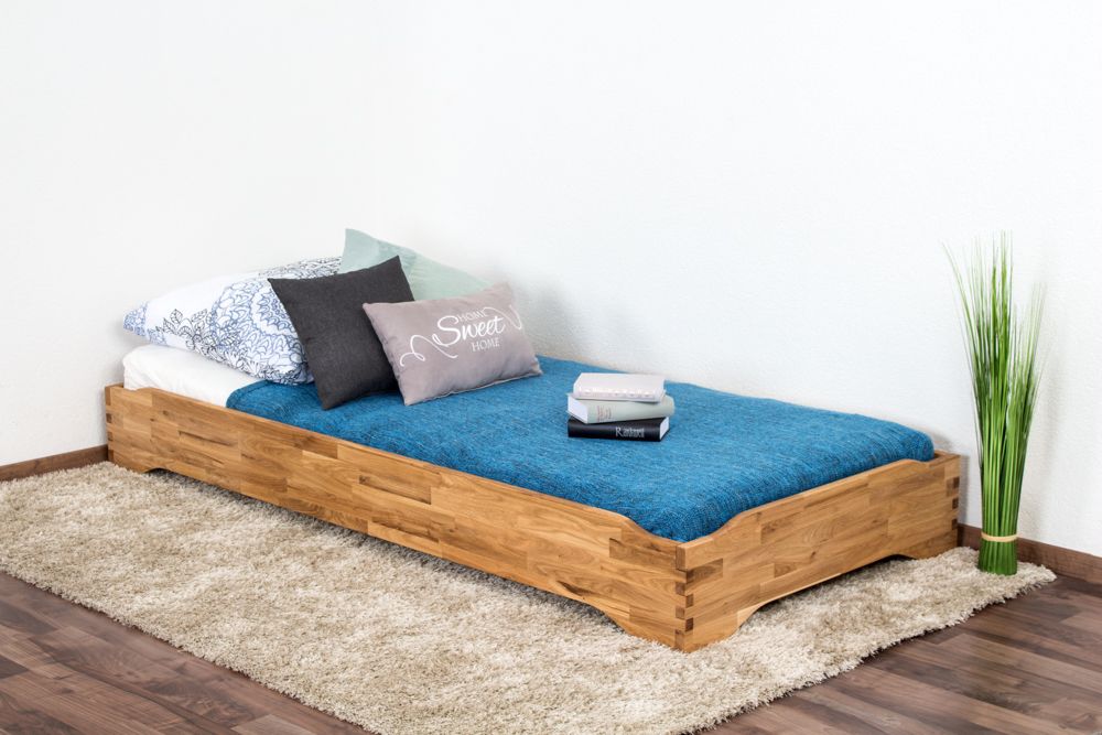 Einzelbett / Stapelbett Wooden Nature 424, Eiche massiv Natur geölt - 90 x 200 cm (B x L)