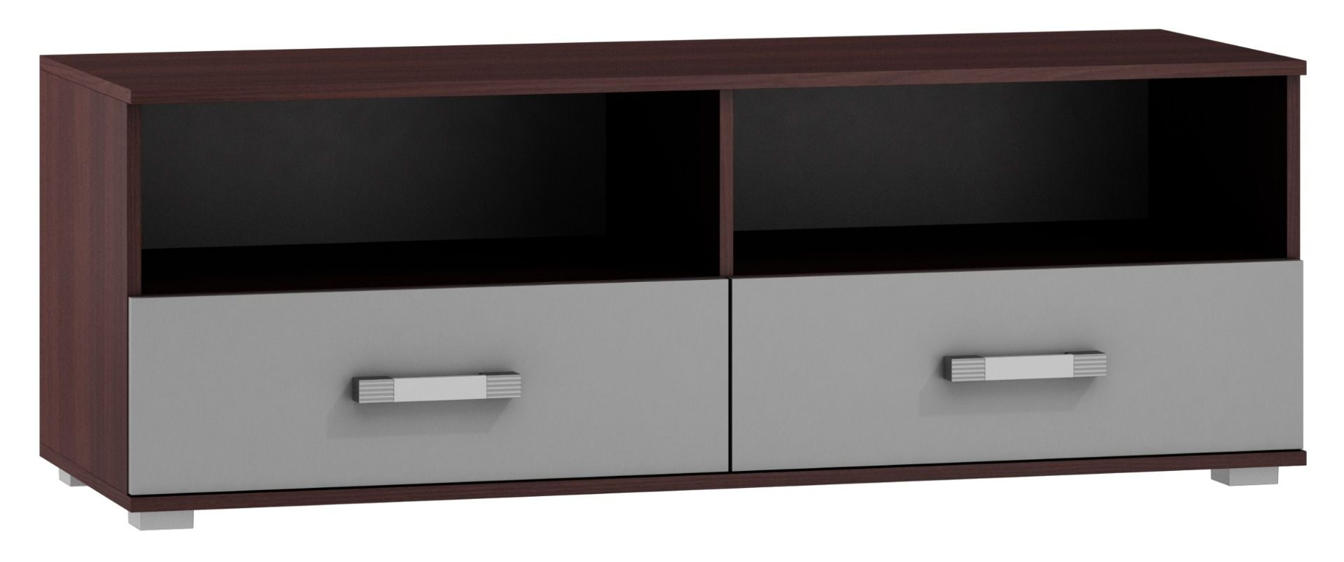 TV-Unterschrank Tabubil 09, Farbe: Wenge / Grau - Abmessungen: 48 x 135 x 48 cm (H x B x T)