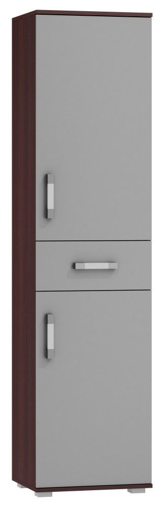 Schrank Tabubil 24, Farbe: Wenge / Grau - Abmessungen: 200 x 50 x 41 cm (H x B x T)