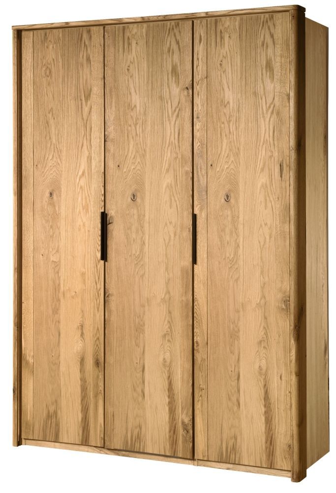 Drehtürenschrank / Kleiderschrank mit Rahmen Teresina 03, Farbe: Natur, Eiche teilmassiv – 222 x 155 x 64 (H x B x T)