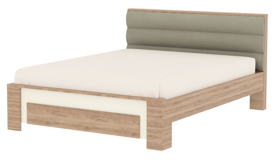 Doppelbett Gataivai 14, Farbe: Beige Hochglanz / Walnuss - Liegefläche: 160 x 200 cm (B x L)