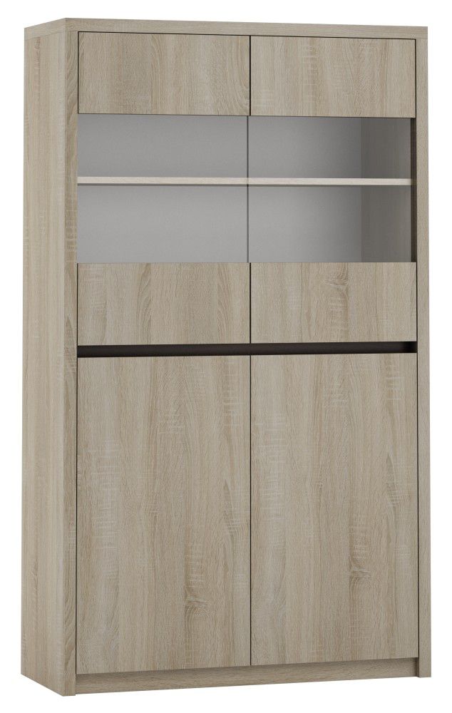 Vitrine Popondetta 18, Farbe: Sonoma Eiche - Abmessungen: 163 x 95 x 38 cm (H x B x T)